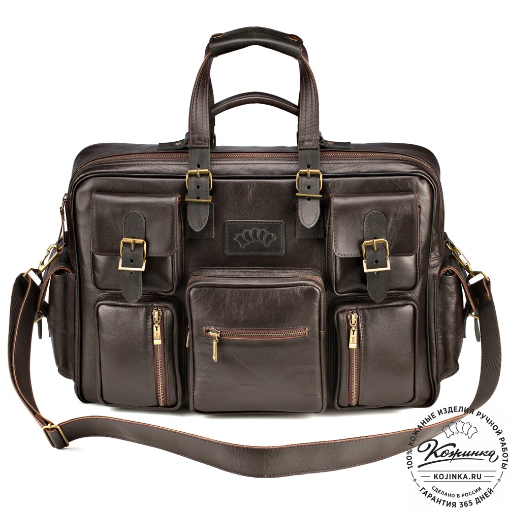 Кожаная деловая сумка для командировок  "Ричард" (тёмно-коричневый)
