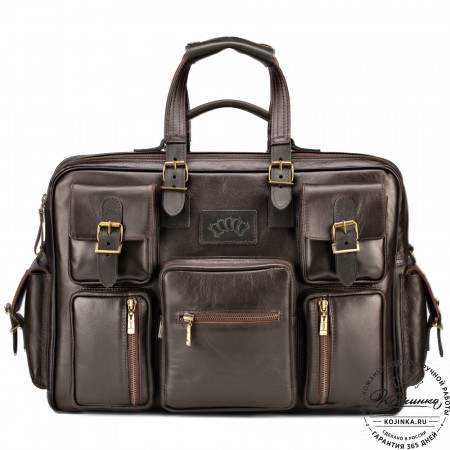 Кожаная деловая сумка для командировок  "Ричард" (тёмно-коричневый)