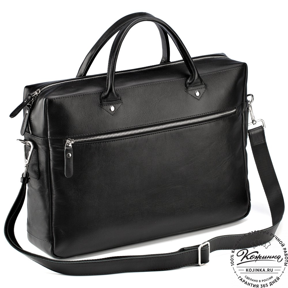 Кожаная деловая сумка "Спайк" (чёрная) 