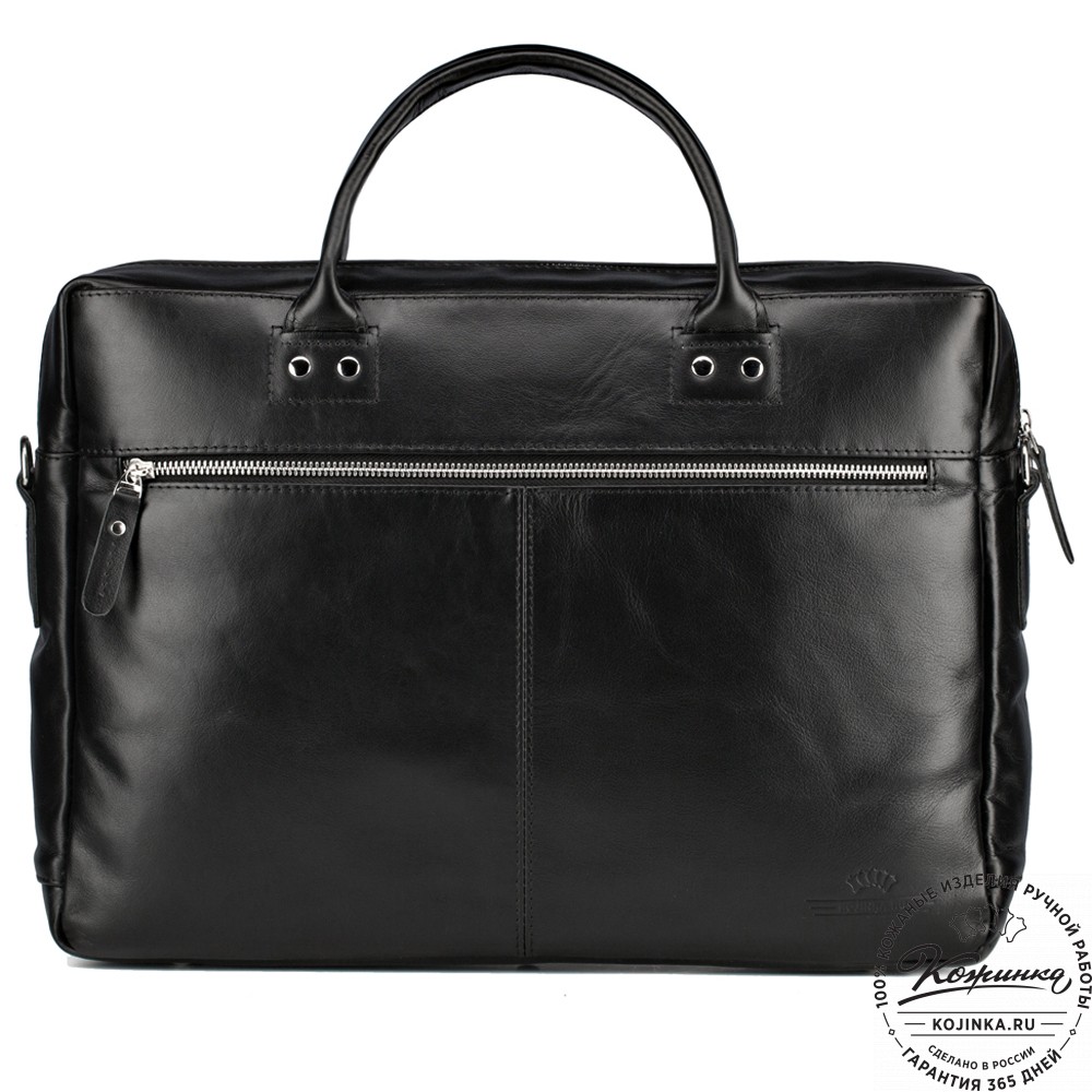 Кожаная деловая сумка "Спенсер" (чёрная) 