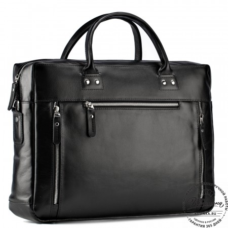 Кожаная деловая сумка "Спенсер" (чёрная) 