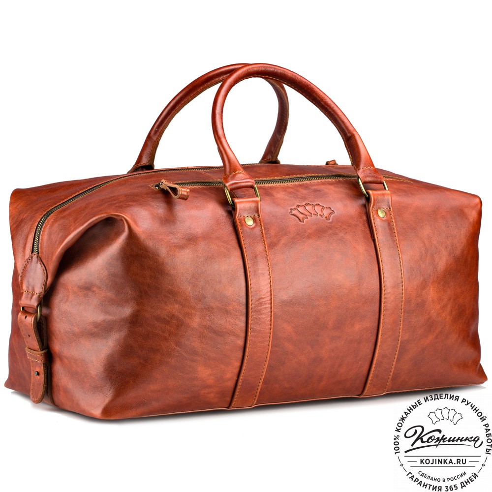 Кожаная дорожно-спортивная сумка Англия (рыжий антик)