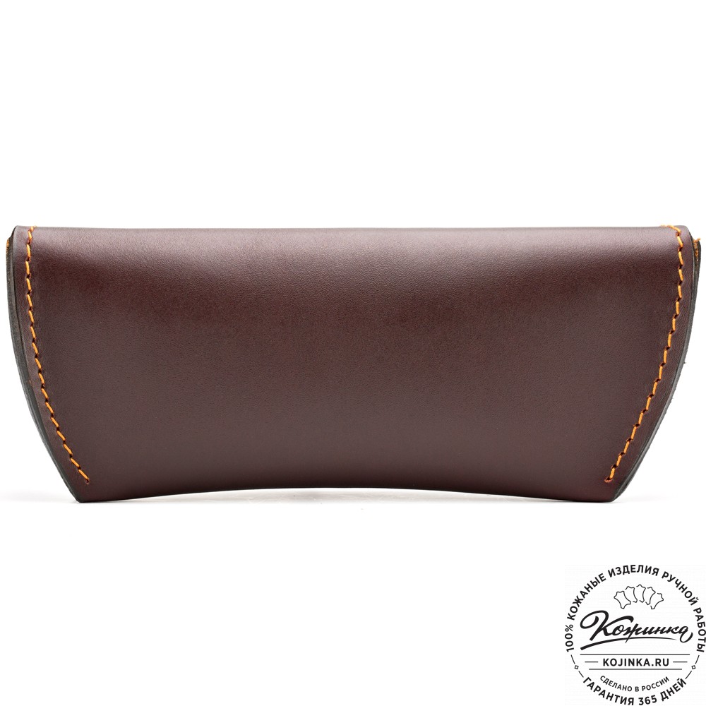 Кожаный футляр для очков из жёсткой кожи (коричневый)