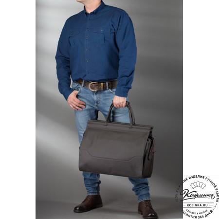 Кожаный дорожный саквояж "Гарри" (чёрный)