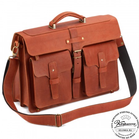 Кожаный портфель "Мирон" (рыжий)