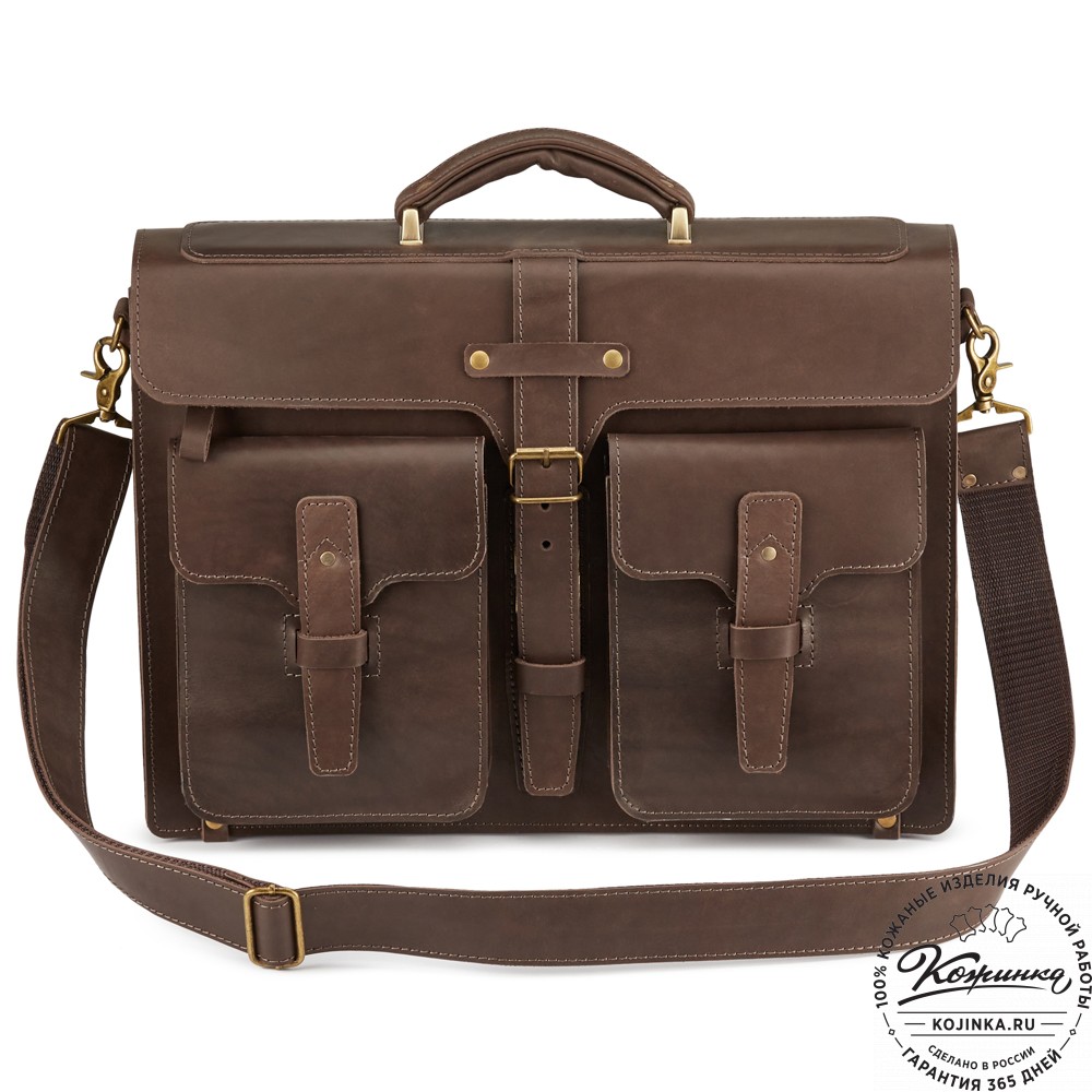 Кожаный портфель "Мирон" (тёмно-коричневый)