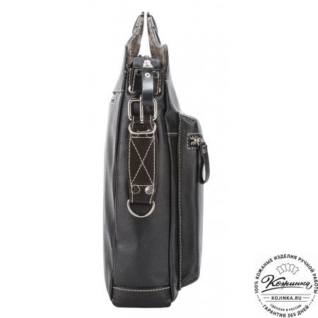 Кожаная деловая сумка "Диего" (черная)