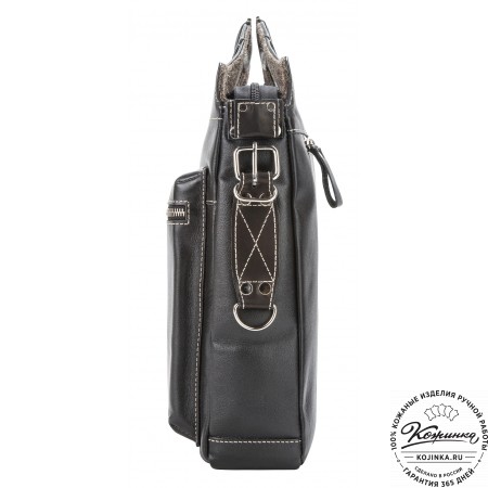 Кожаная деловая сумка "Диего" (черная)