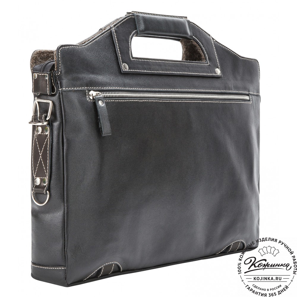 Кожаная деловая сумка "Диего" (черная)