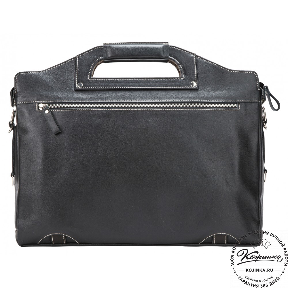 Кожаная деловая сумка "Диего" (черная)