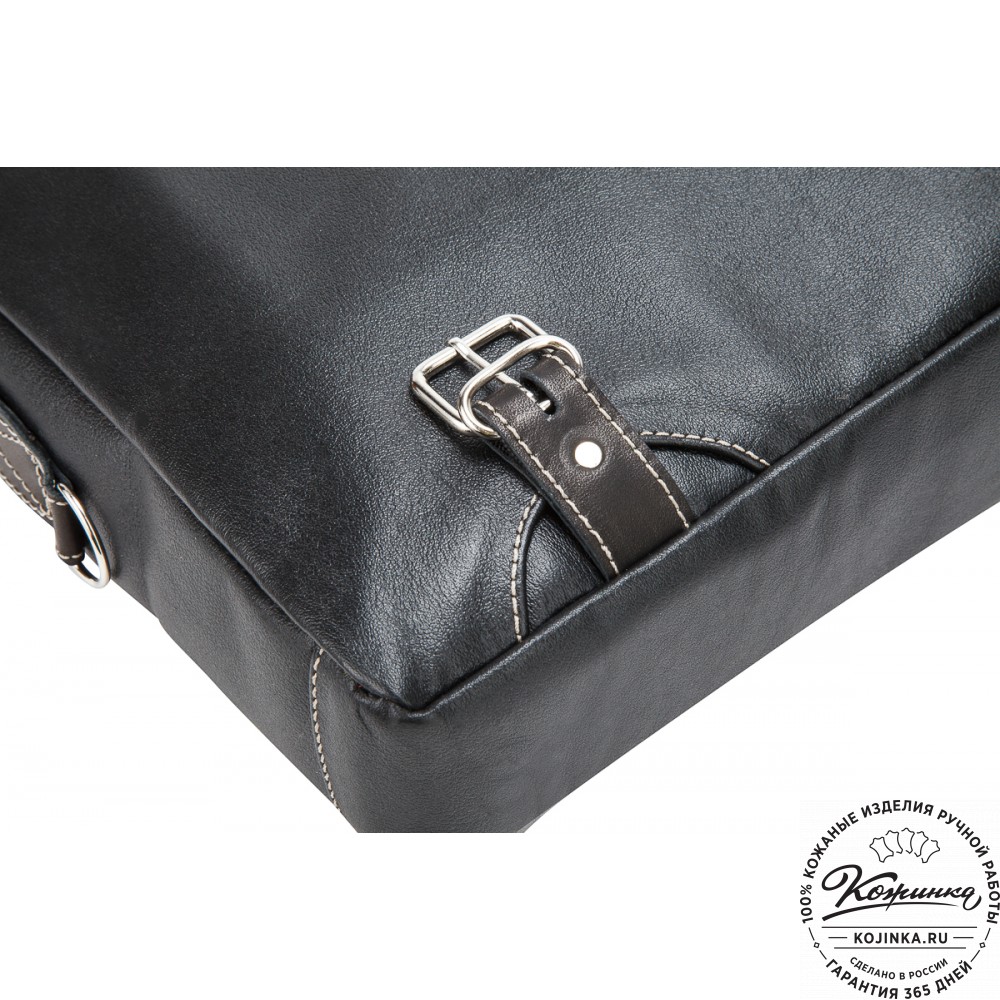 Кожаная деловая сумка "Диего" (черная)