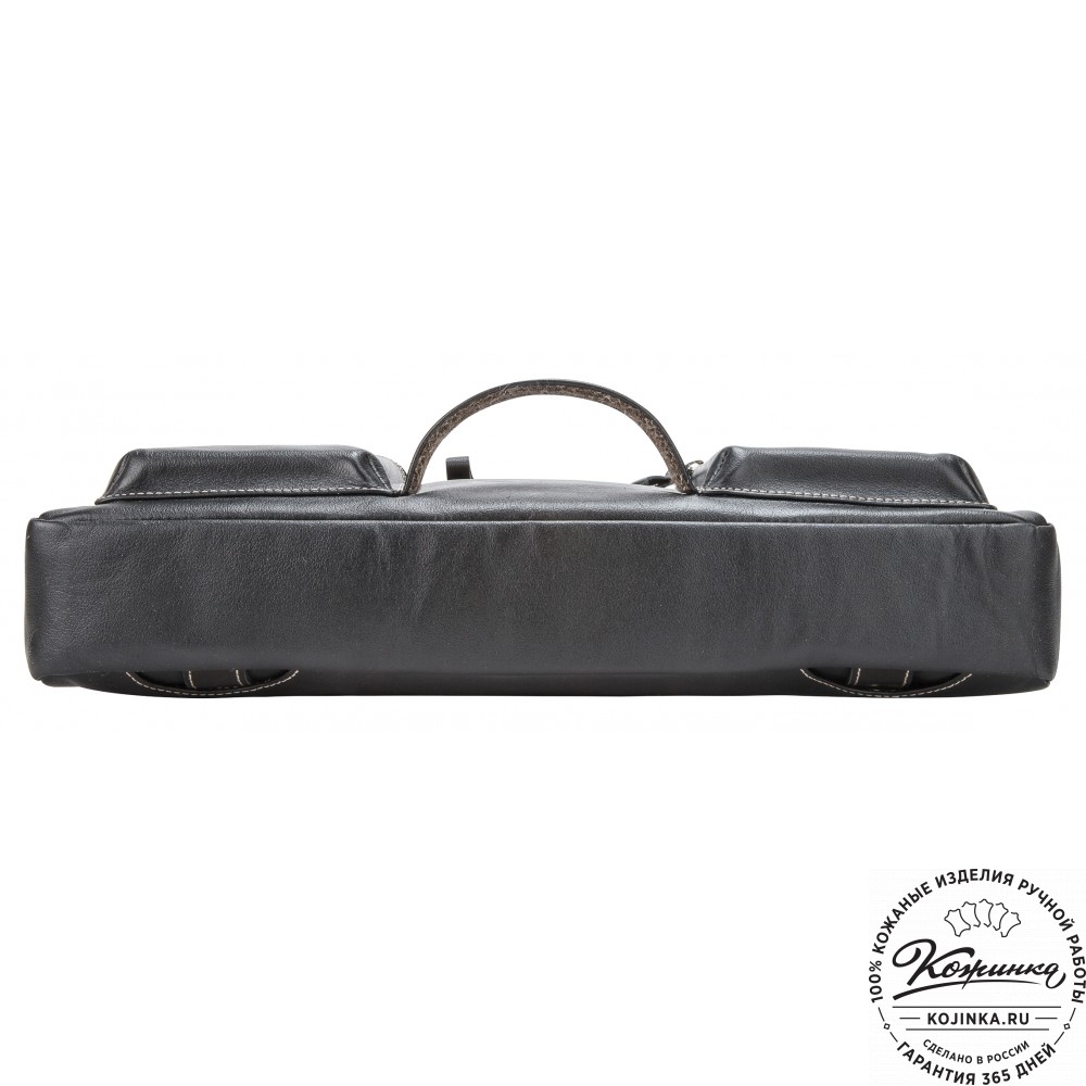 Кожаная деловая сумка "Диего" (черная)