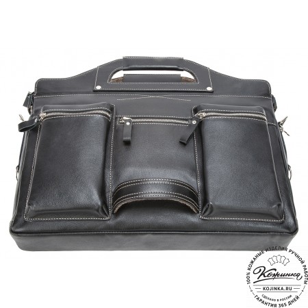 Кожаная деловая сумка "Диего" (черная)
