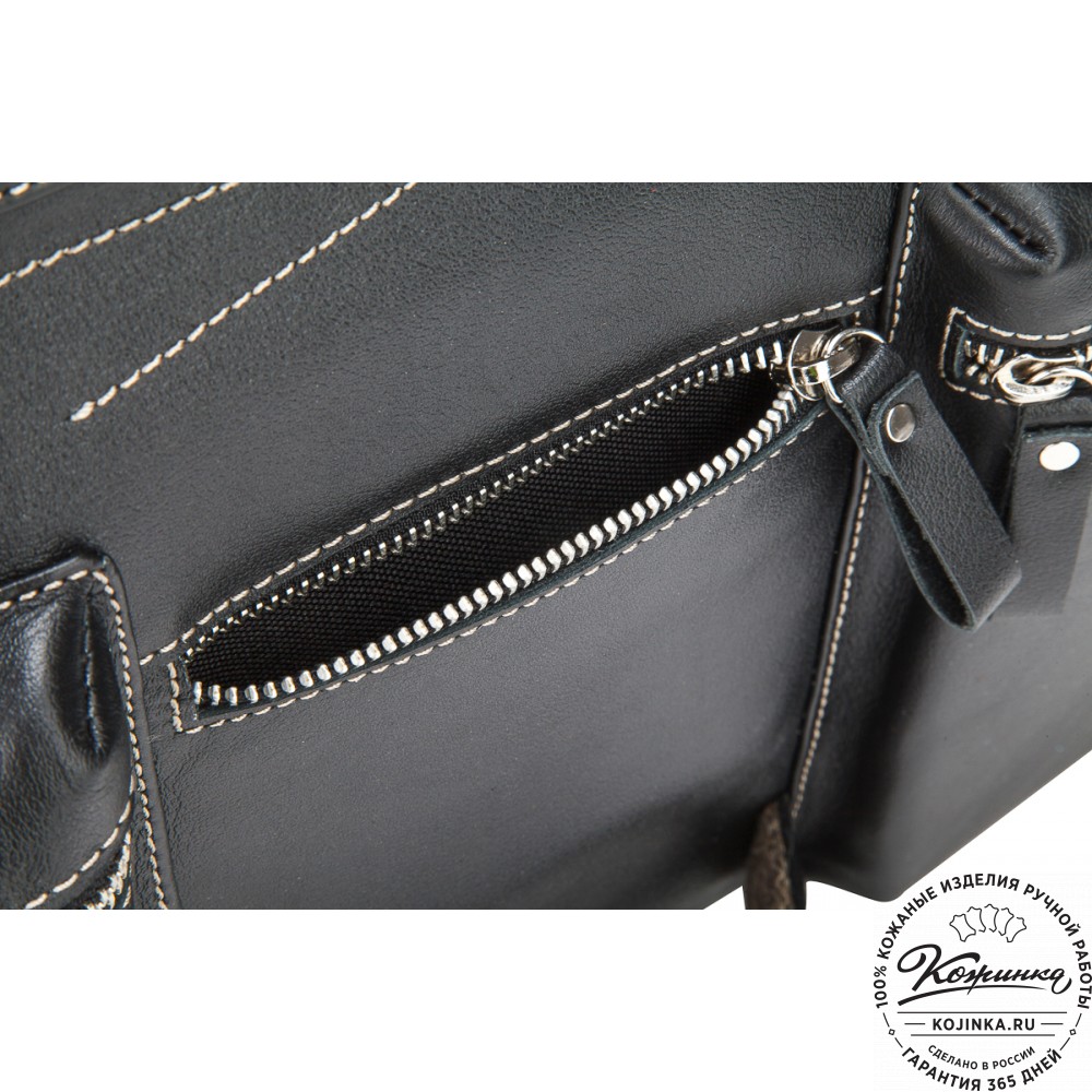 Кожаная деловая сумка "Диего" (черная)