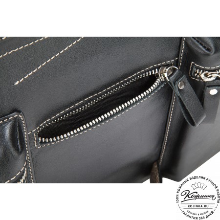 Кожаная деловая сумка "Диего" (черная)