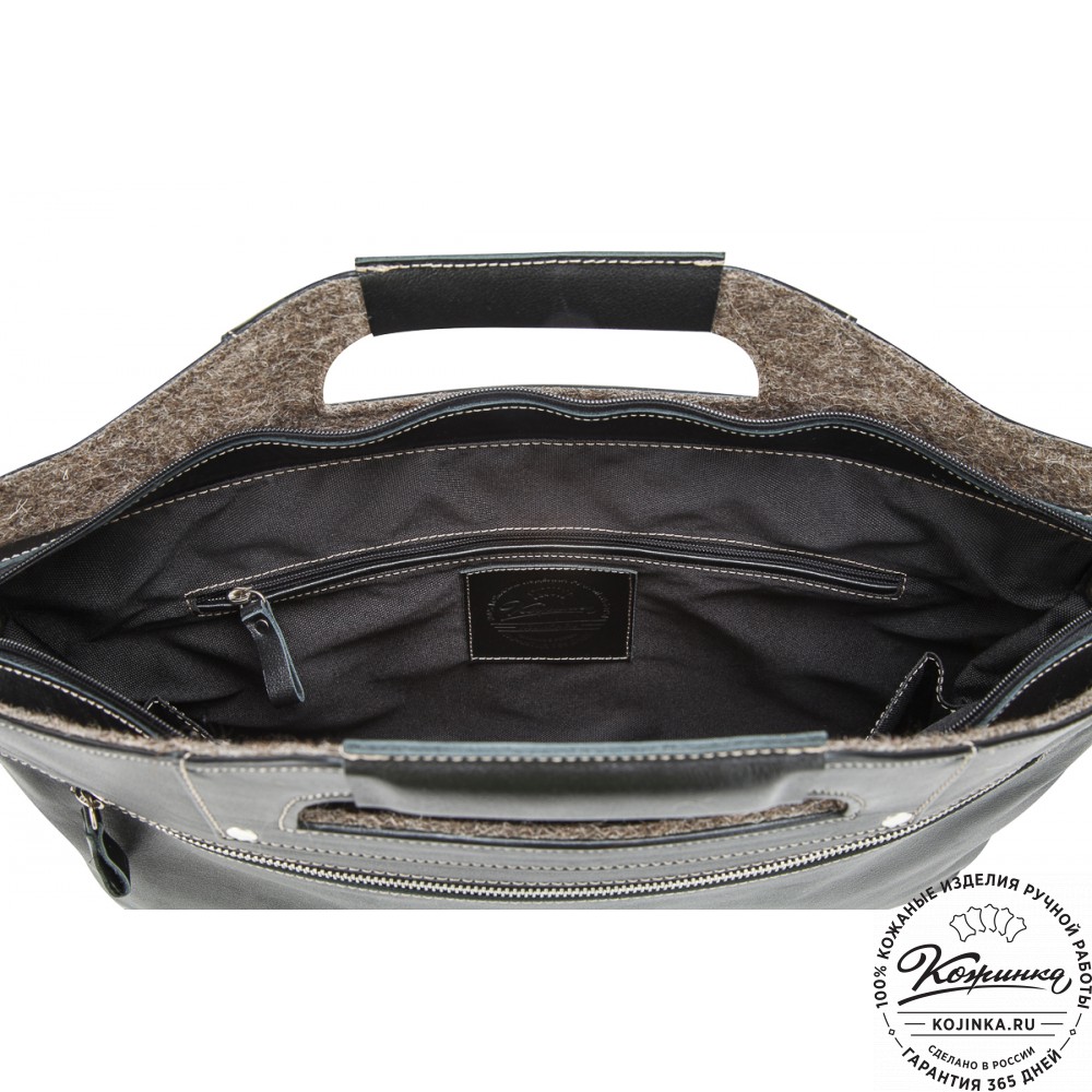 Кожаная деловая сумка "Диего" (черная)