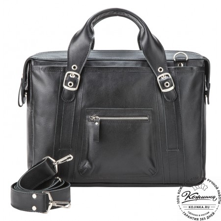 Кожаная деловая сумка "Доминик" (чёрная)