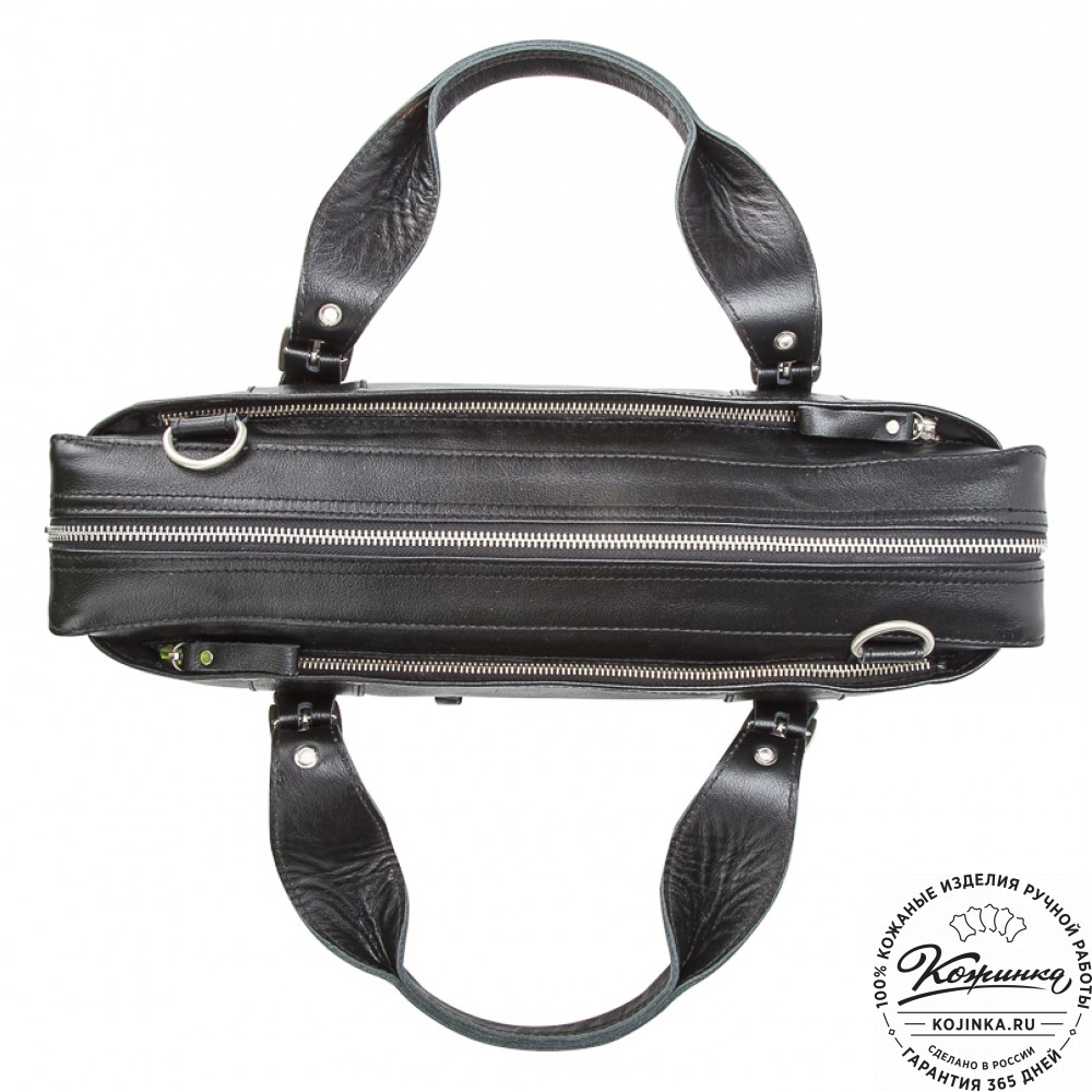 Кожаная деловая сумка "Доминик" (чёрная)