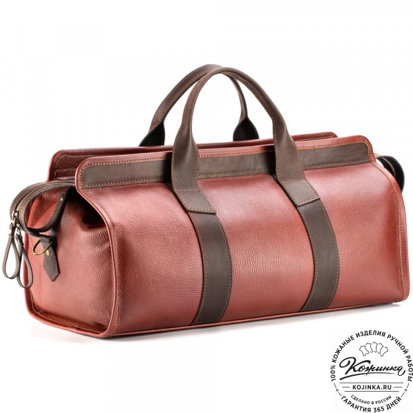 Кожаная дорожная сумка "Чарли" (рыжая). фото 1
