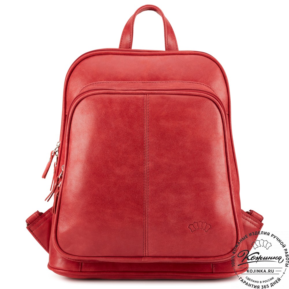 Кожаный рюкзак "Бэтси" (красный)
