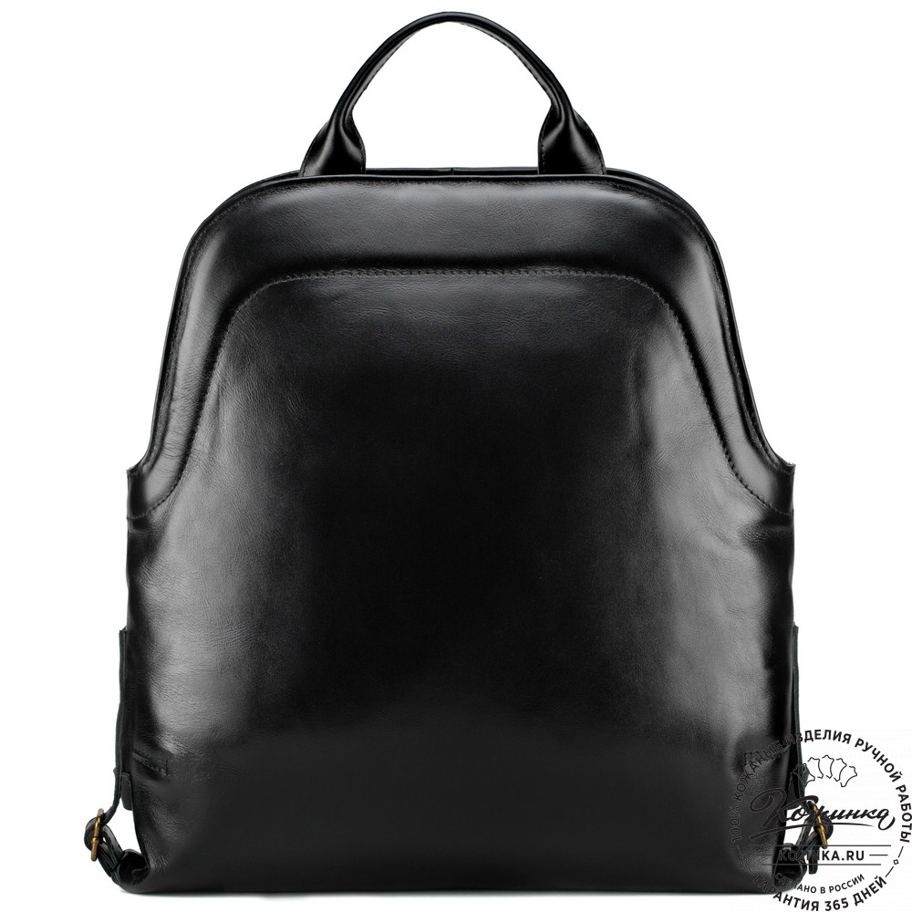 Женский кожаный рюкзак-сумка "Греция" (чёрный)