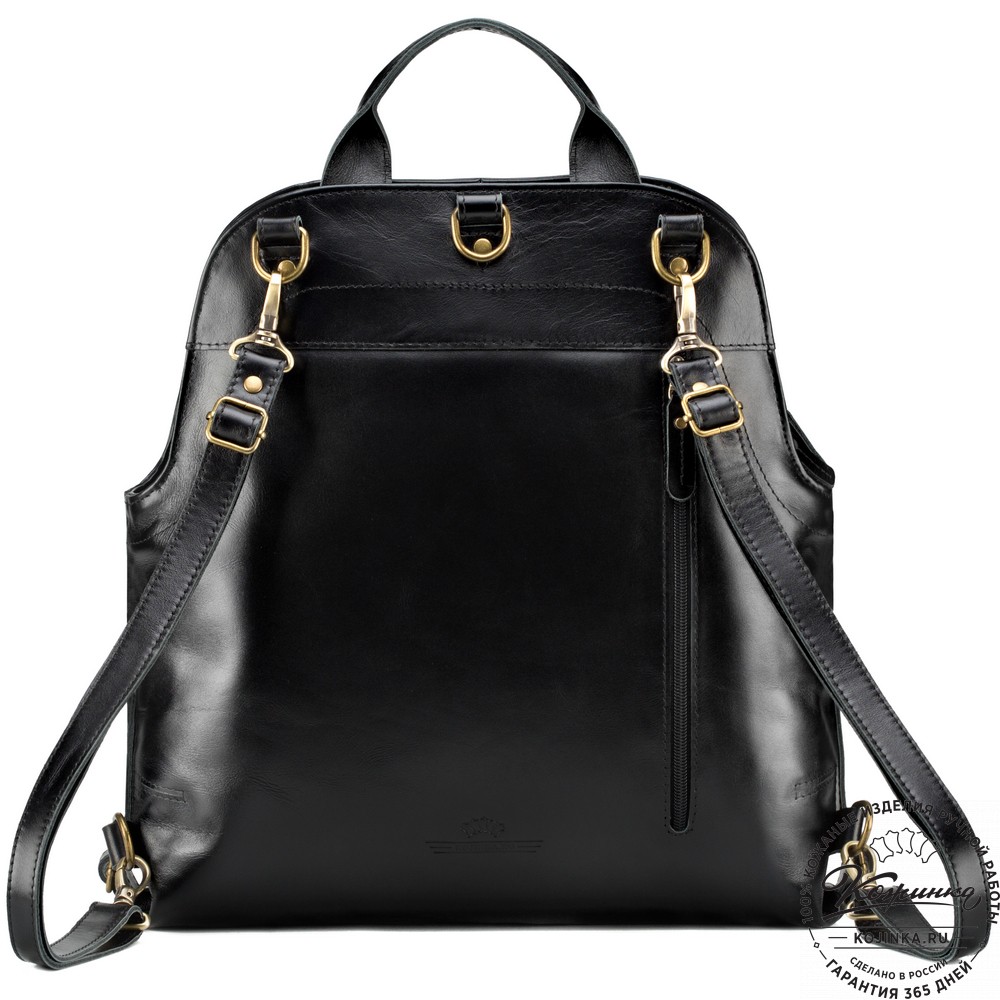 Женский кожаный рюкзак-сумка "Греция" (чёрный)