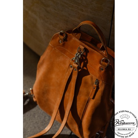 Женский кожаный рюкзак-сумка "Греция" (бордовый антик)