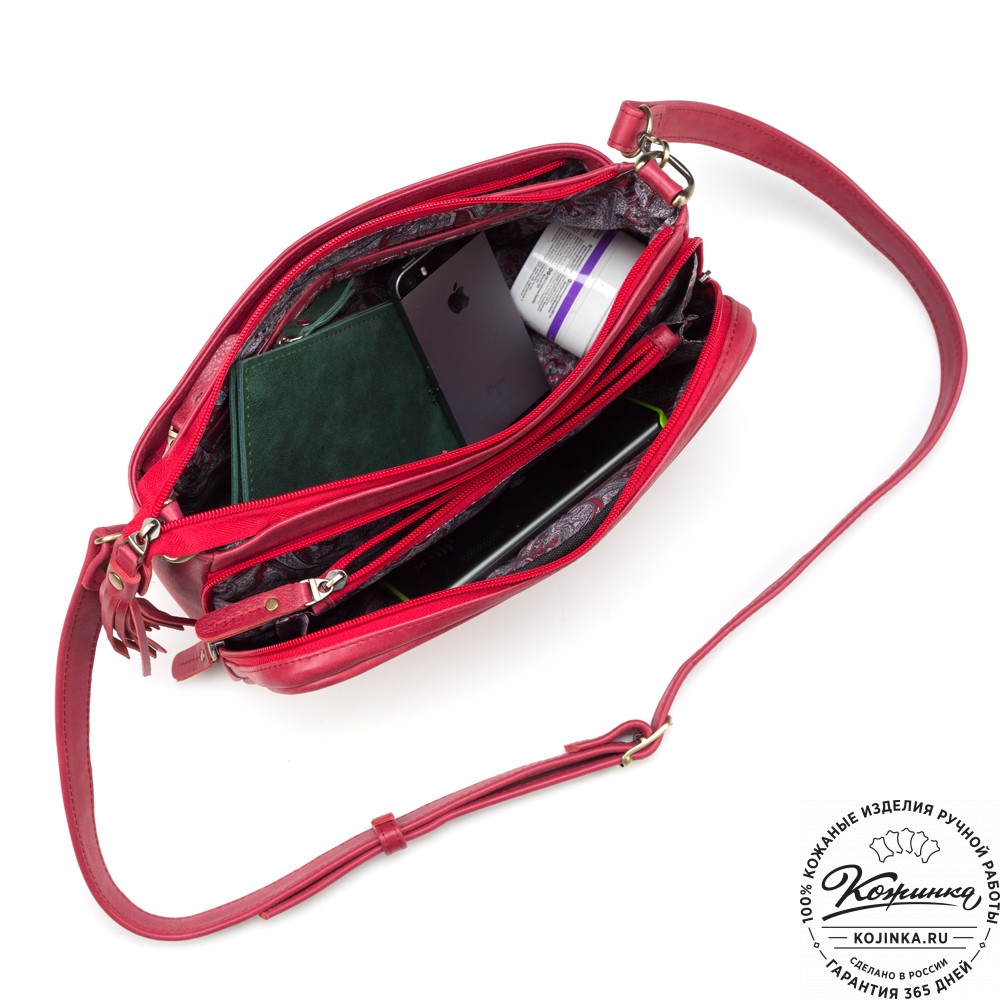Женская кожаная сумка "Эмма" (красная)