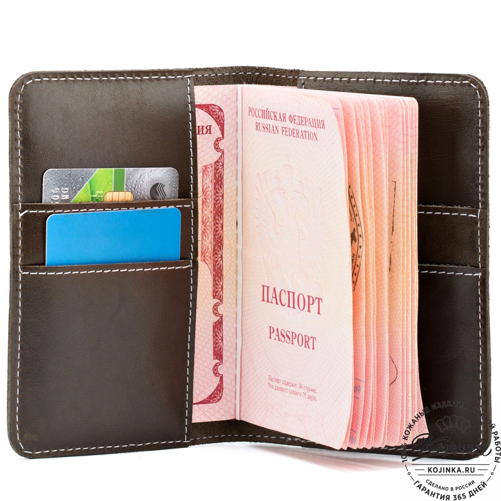 Кожаная обложка на паспорт Прага (оливковая)