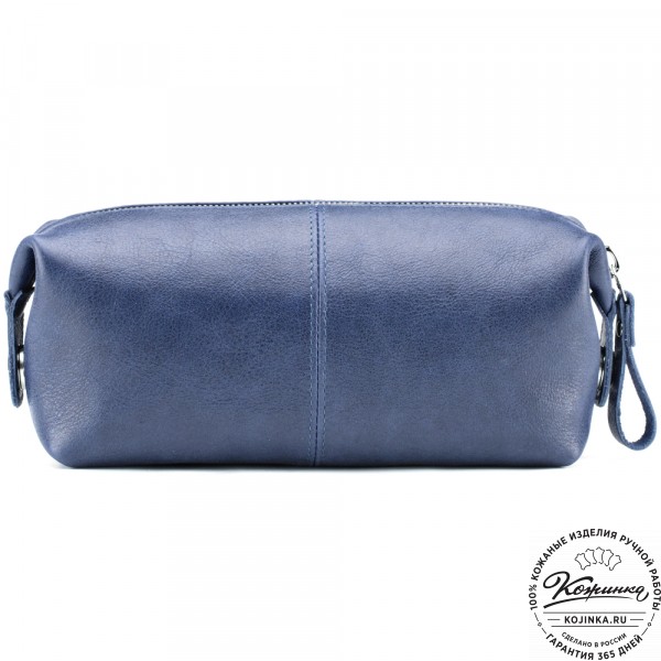Кожаная косметичка "Бамбина" (синяя). фото 1