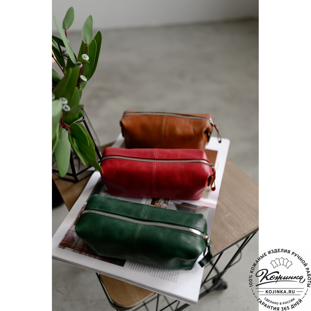 Кожаная косметичка "Бамбина" (рыжая)