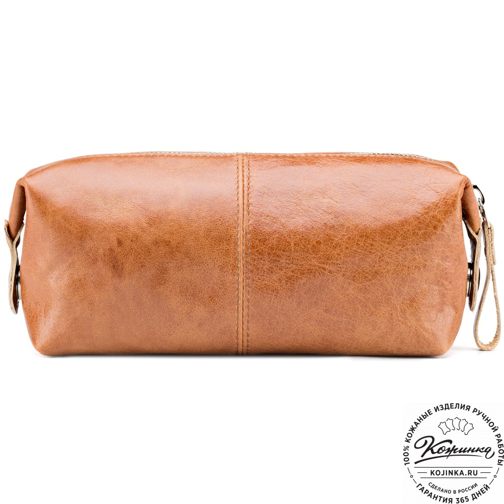 Кожаная косметичка "Бамбина" (рыжая)
