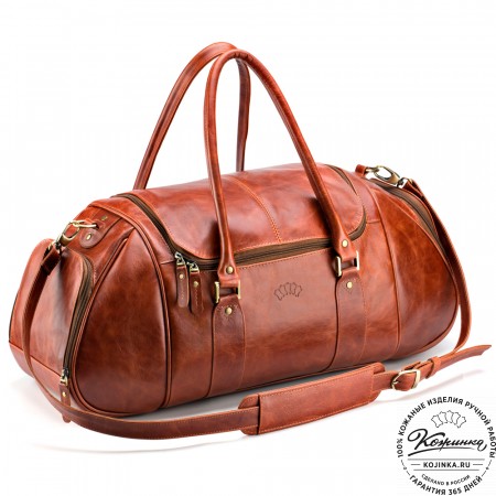 Кожаная дорожно-спортивная сумка "Дональд" (рыжий антик)