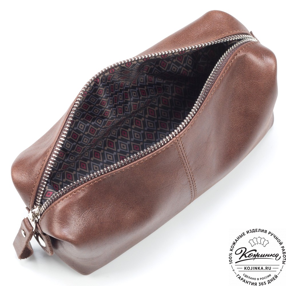 Кожаная косметичка "Бамбина" (коричневая)