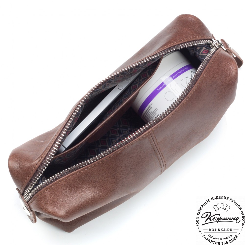 Кожаная косметичка "Бамбина" (коричневая)