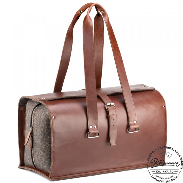 Кожаная дорожная сумка "Гамильтон" (коричневая). фото 1
