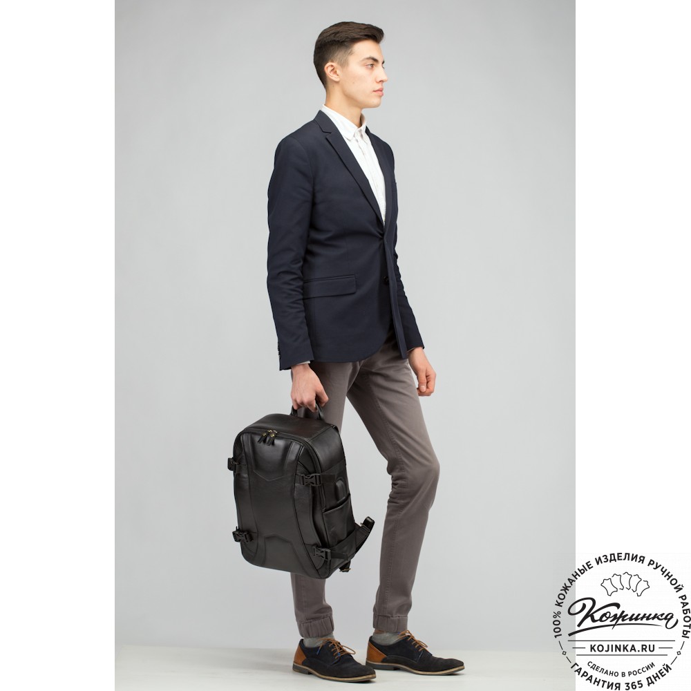 Кожаный рюкзак "Зевс" (чёрный)