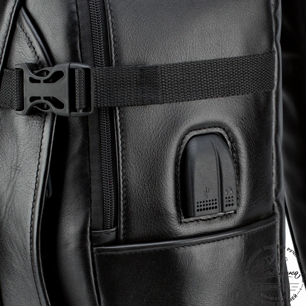 Кожаный рюкзак "Зевс" (чёрный)