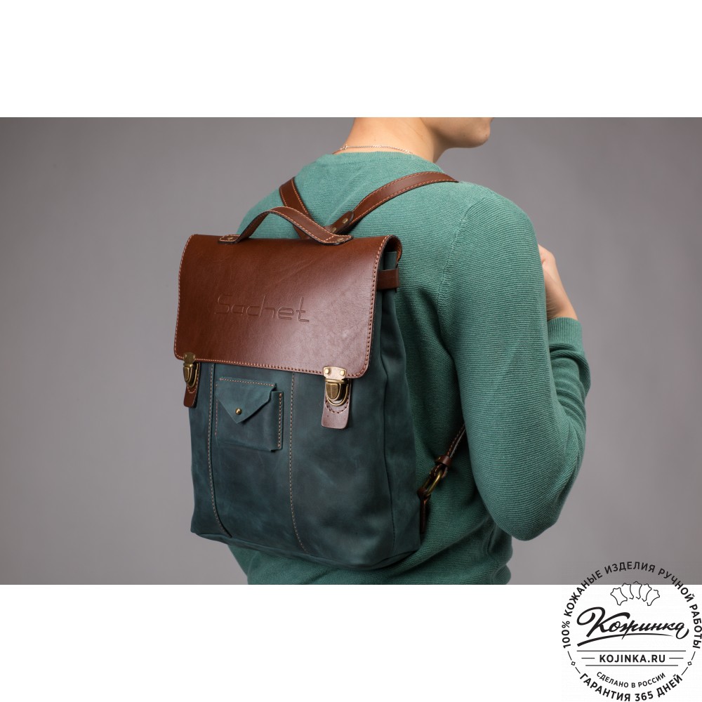 Кожаный рюкзак "Школьник" (красный)