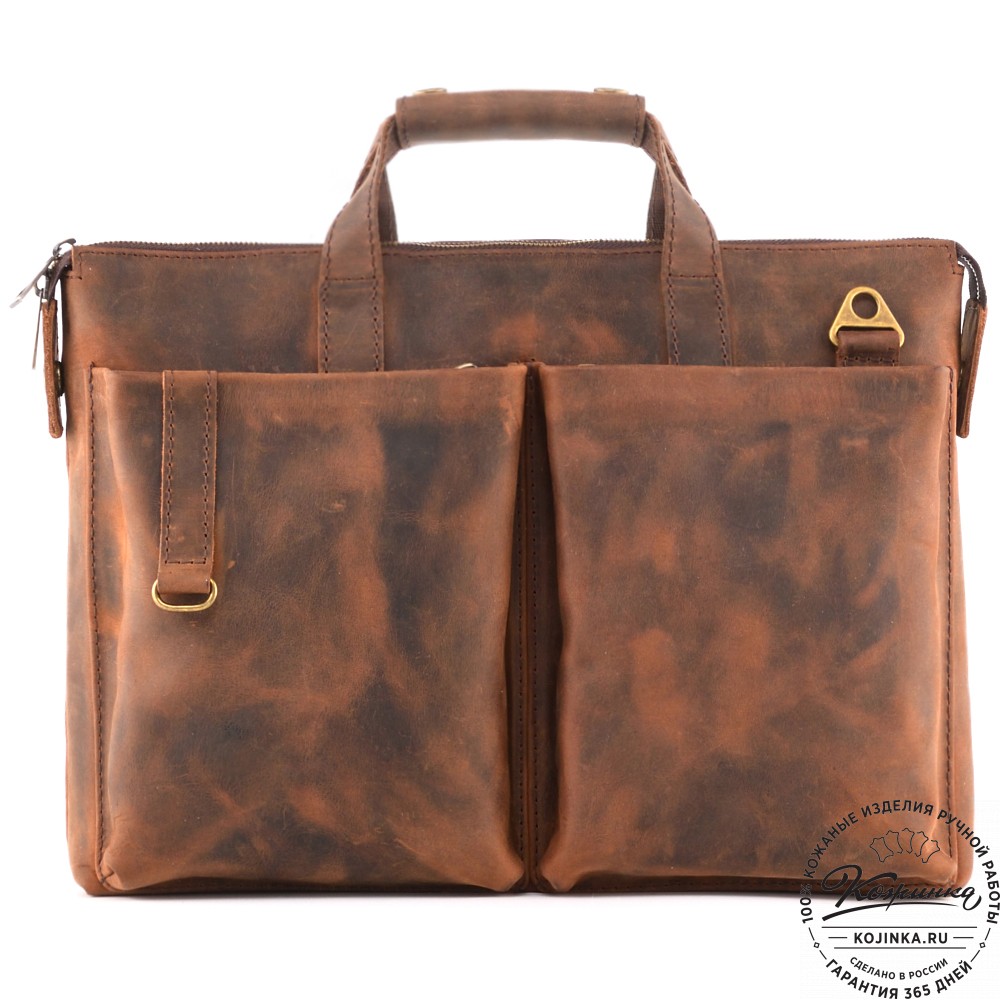 Кожаная деловая сумка "Стюарт" (тёмно-коричневый крейзи)