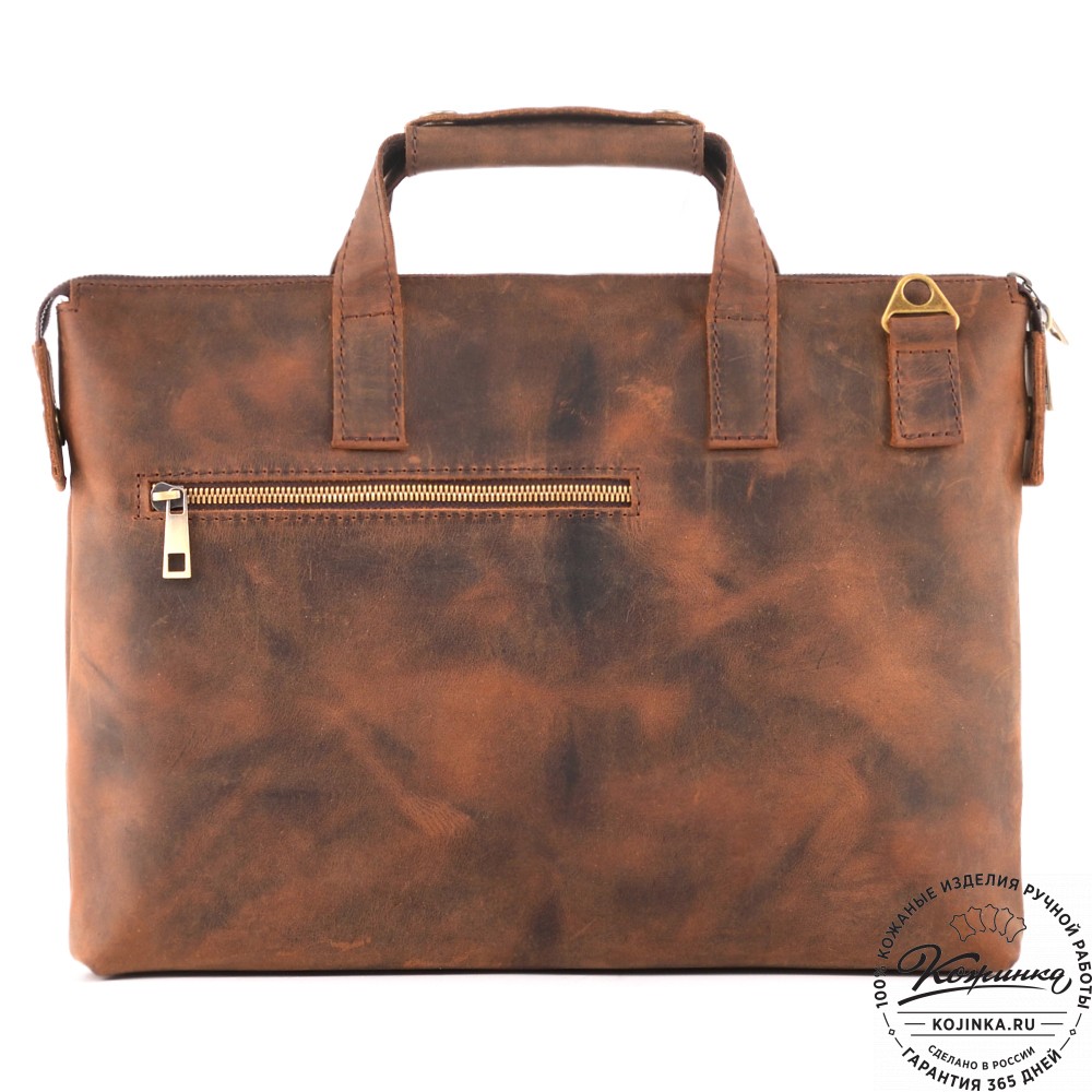 Кожаная деловая сумка "Стюарт" (тёмно-коричневый крейзи)