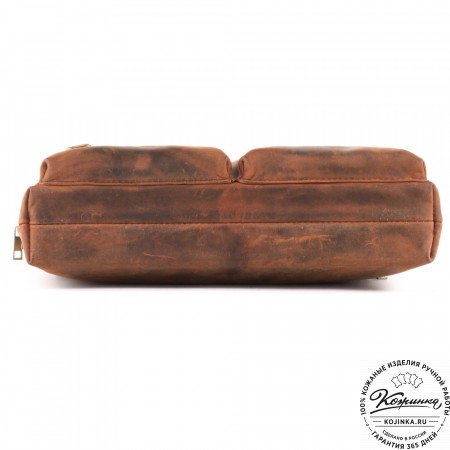 Кожаная деловая сумка "Стюарт" (тёмно-коричневый крейзи)