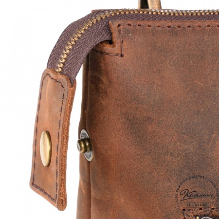 Кожаная деловая сумка "Стюарт" (тёмно-коричневый крейзи)