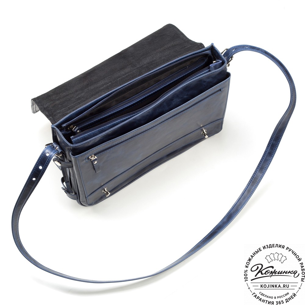 Кожаный портфель "Арамис" (синий антик)