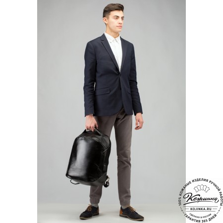 Кожаный рюкзак "Посейдон" (синий воск)