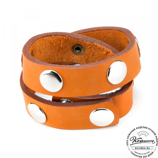 Кожаный браслет "Вегард" (рыжий). фото 1
