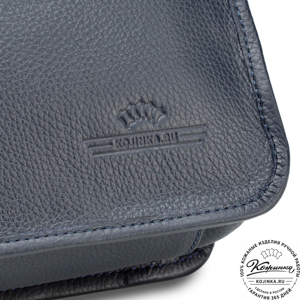 Кожаная деловая сумка "Вильямс" (синяя) 