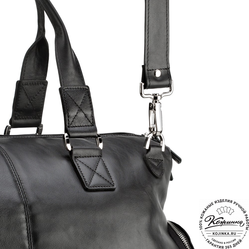 Кожаная дорожная сумка "Каркассон" (чёрная)