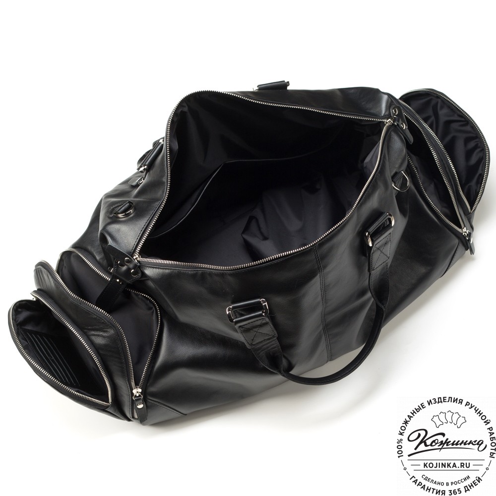 Кожаная дорожная сумка "Каркассон" (чёрная)