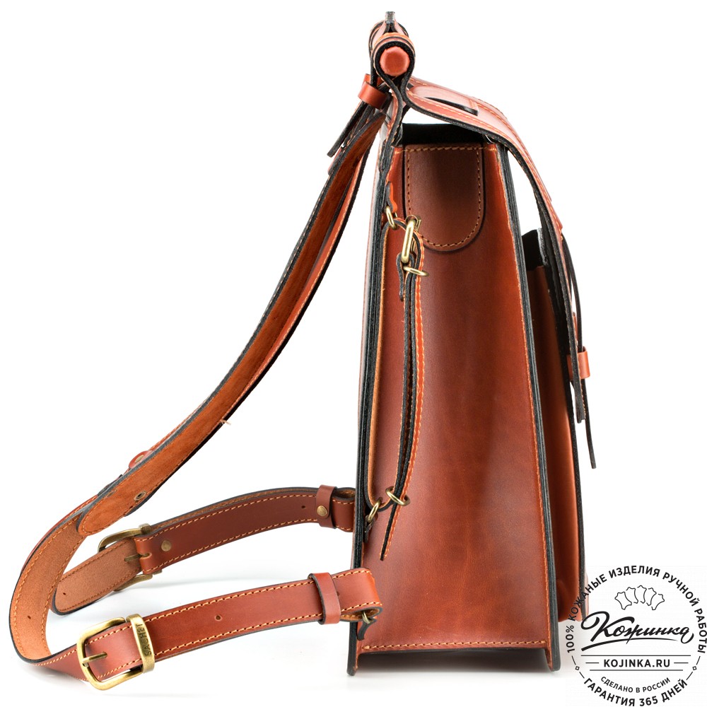 Стильный кожаный рюкзак "Кельт" (рыжий)